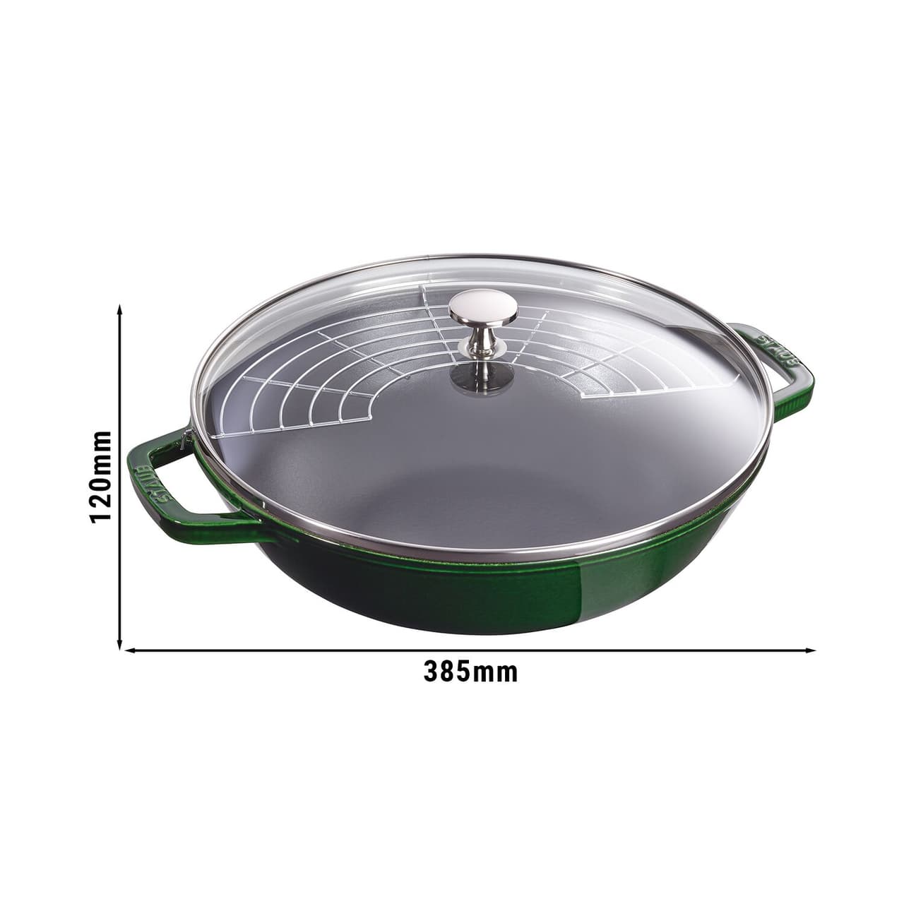 STAUB | SPECIALITIES - Wok mit Glasdeckel - Ø 300mm - Gusseisen - Basilikum-Grün