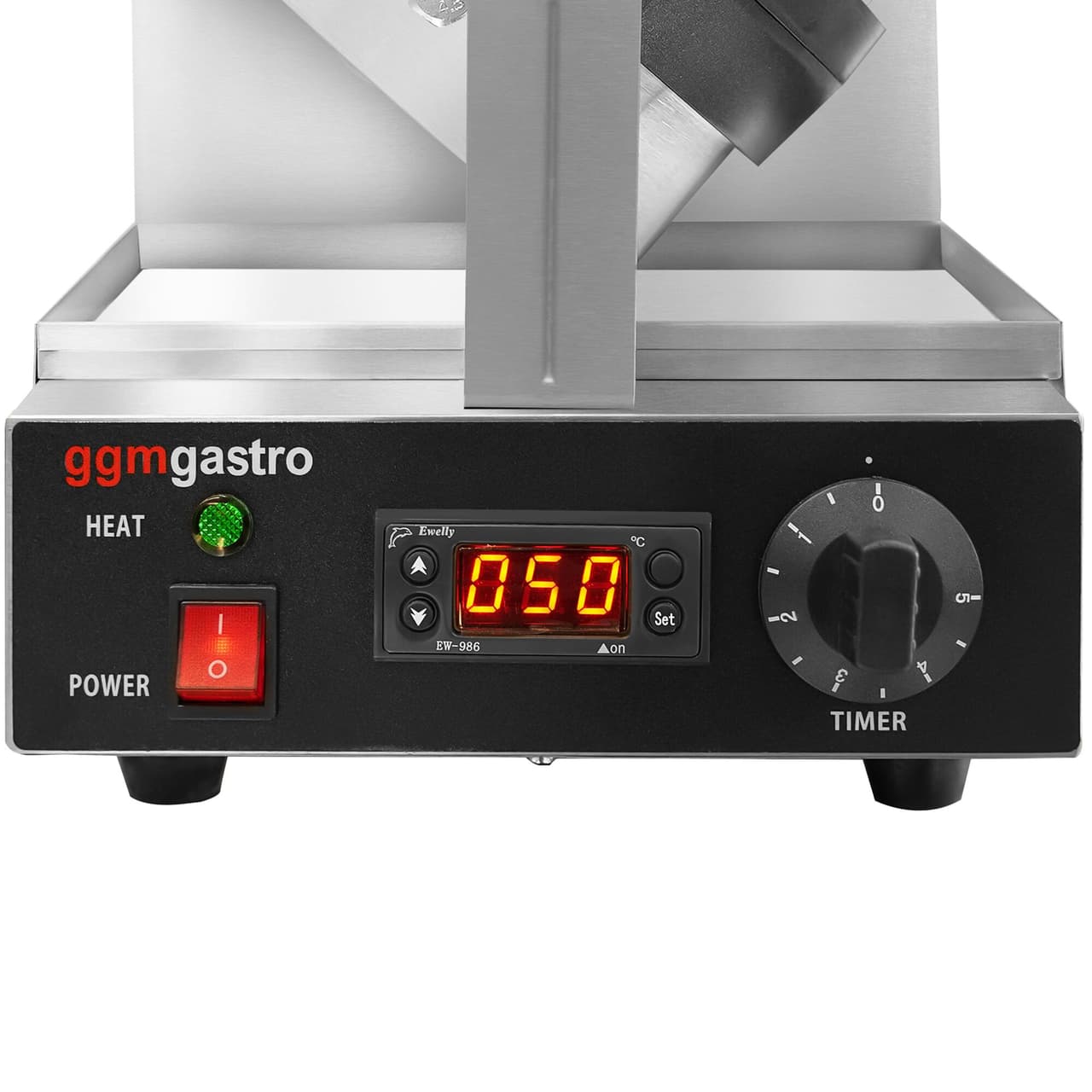 Waffeleisen - Einzeln - 1,3 kW - 180° Drehung - mit Temperaturanzeige