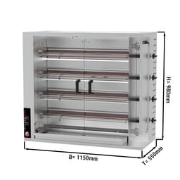 Gas Hähnchengrill - 18,8kW - mit 4 Spießen für bis zu 20 Hähnchen