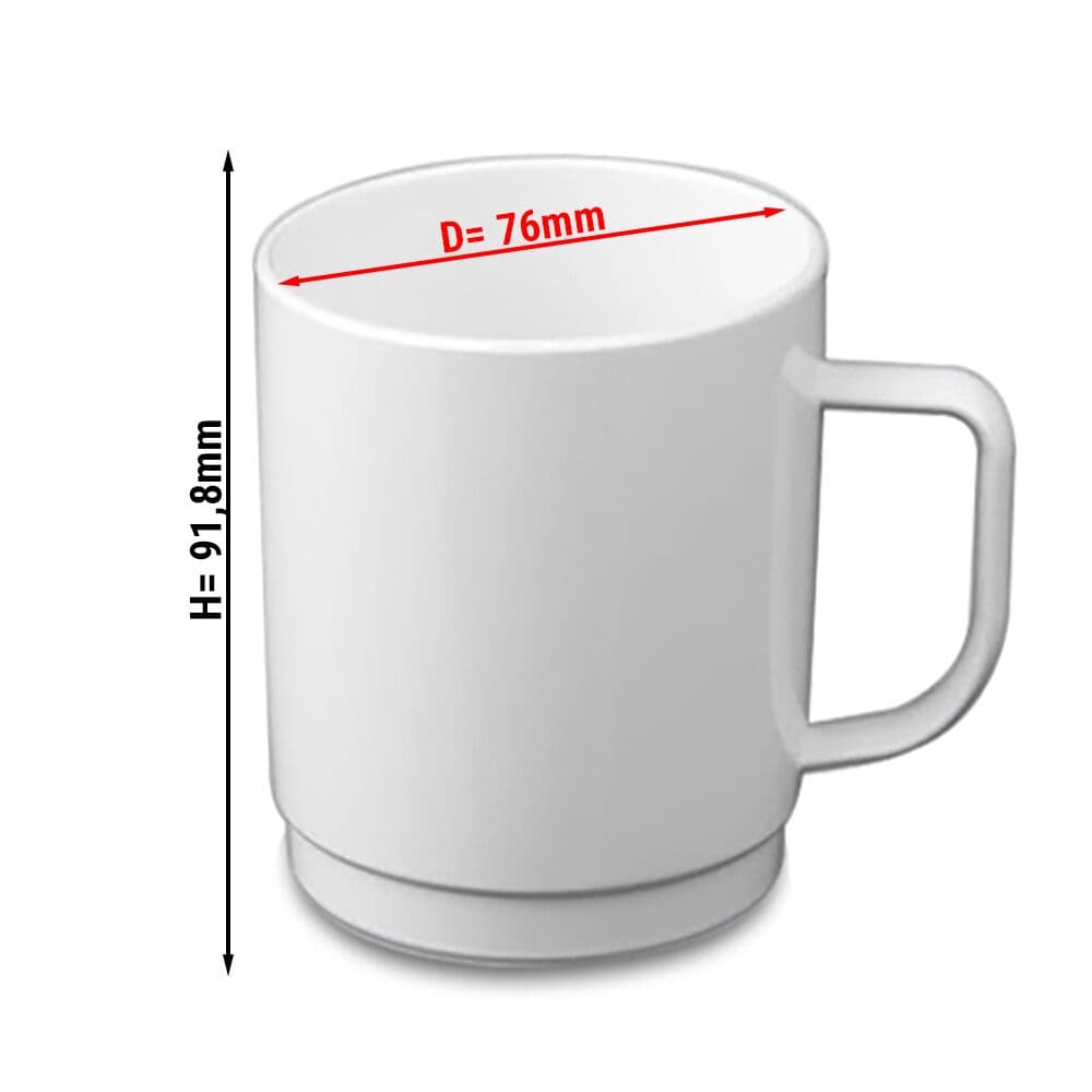 (50 Stück) Polycarbonat Tee-/Kaffeetasse, weiss - 250 ml