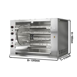 Gas Rotations Hähnchengrill - 37,2kW - mit 8 Spießen für bis zu 48 Hähnchen