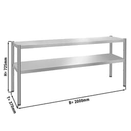 Aufsatzbord PREMIUM - 2000x370mm - mit 2 Etagen 0,7 m hoch