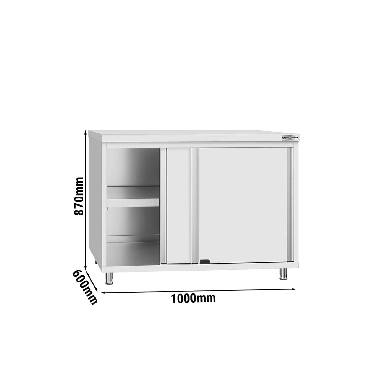 Edelstahl Arbeitsschrank ECO - 1000x600mm - mit Schiebetür