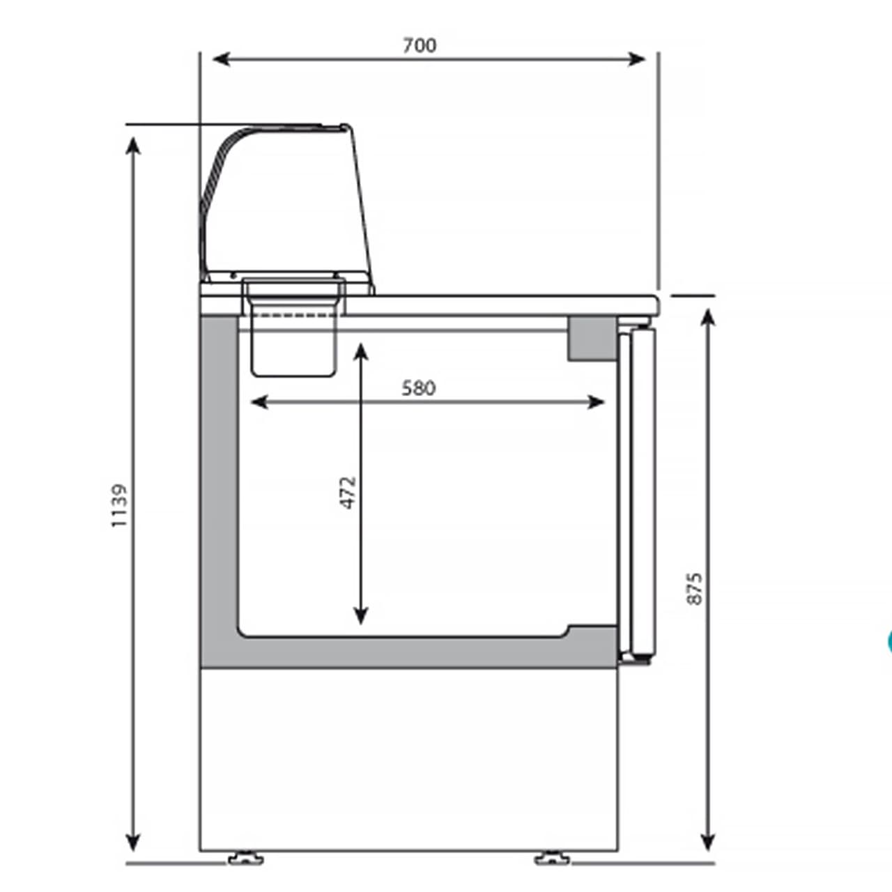 Saladette Premium PLUS - 978mm - 2 Türen - mit Glasaufsatz für 5x GN 1/6