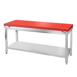 Edelstahl Arbeitstisch PREMIUM - 1800x600mm - mit Grundboden ohne Aufkantung inkl. Schneideplatte