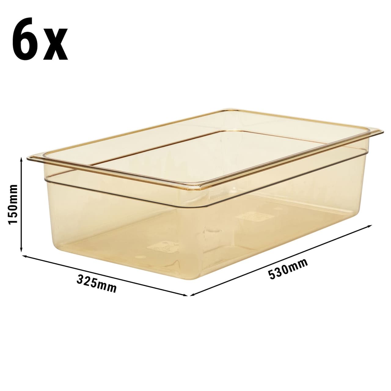 (6 Stück) CAMBRO | H-PAN™ -  Hitzebeständige GN 1/1 Behälter - Bernstein - Tiefe: 150mm