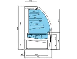 Wandkühlregal - 978mm - 274 Liter - mit 3 Ablagen - hinten geschlossen