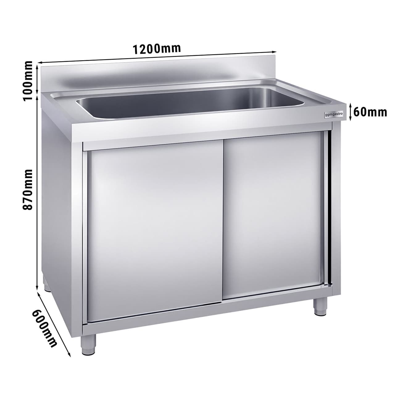 Topfspülschrank - 1200x600mm - mit 1 Becken