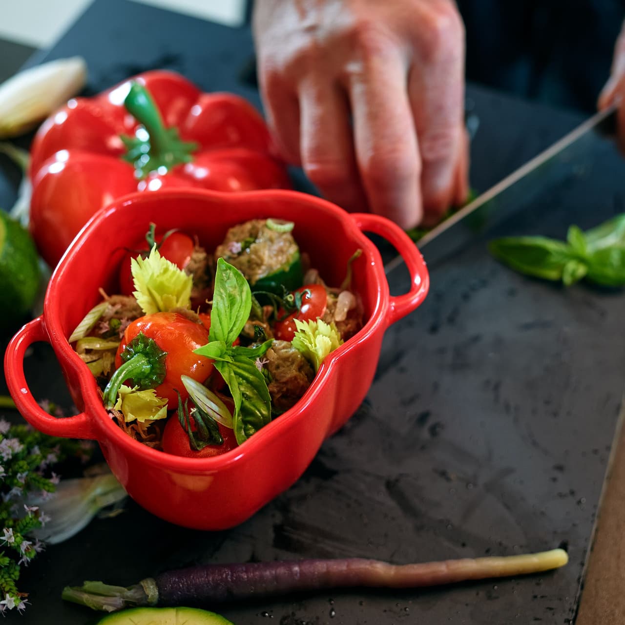 STAUB | CERAMIQUE - Cocotte - Form Paprika - Ø 110mm - Keramik - Orange-Rot