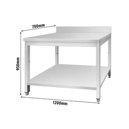 Edelstahl Arbeitstisch ECO - 1200x700mm - mit Grundboden & Aufkantung