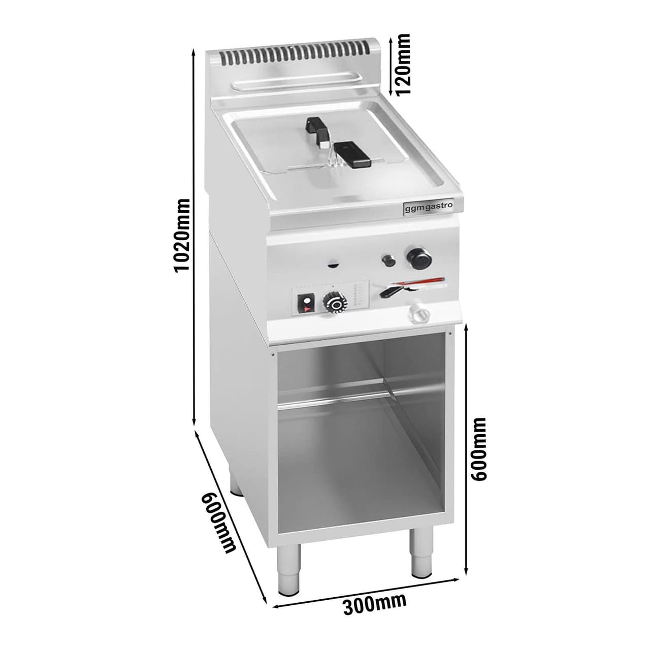 Gas Fritteuse - 8 Liter - 6,6 kW - inkl. Untergestell