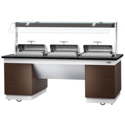 Buffettheke DUBLIN - 2300mm - mit 3 Chafing Dishes & Rollen