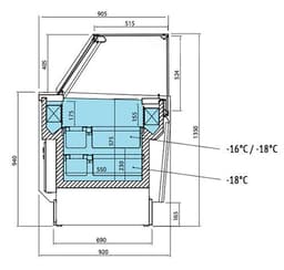 Eistheke LIAM - 1310mm - Statisch - für 10+10x 5 Liter Eisbehälter - Weiß