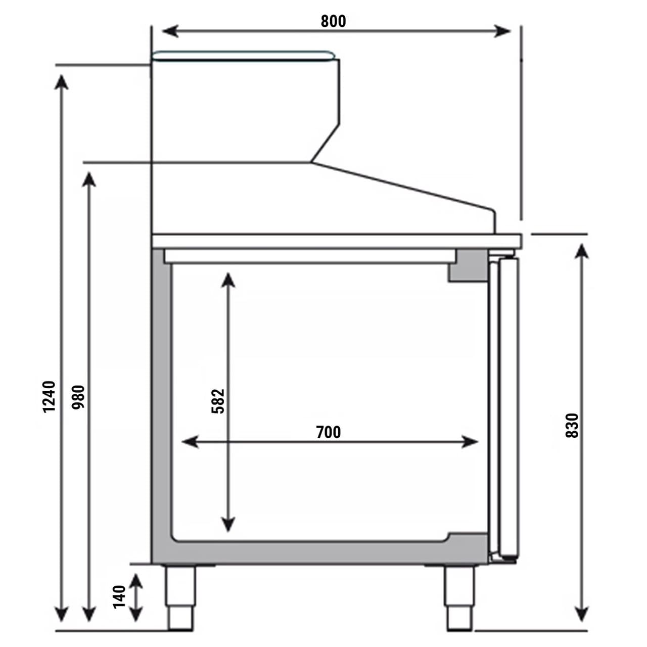 Pizzakühltisch Premium PLUS - 1783x800mm - mit 2 Türen - inkl. Kühlaufsatzvitrine - 6x GN 1/3