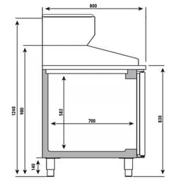 Pizzakühltisch Premium PLUS - 1783x800mm - mit 2 Türen - inkl. Kühlaufsatzvitrine - 6x GN 1/3