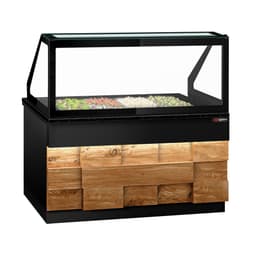 Saladette TORONTO - 1500mm - Holzfront - 2 Türen - für 4x GN 1/1 - schwarze Granit-Arbeitsplatte