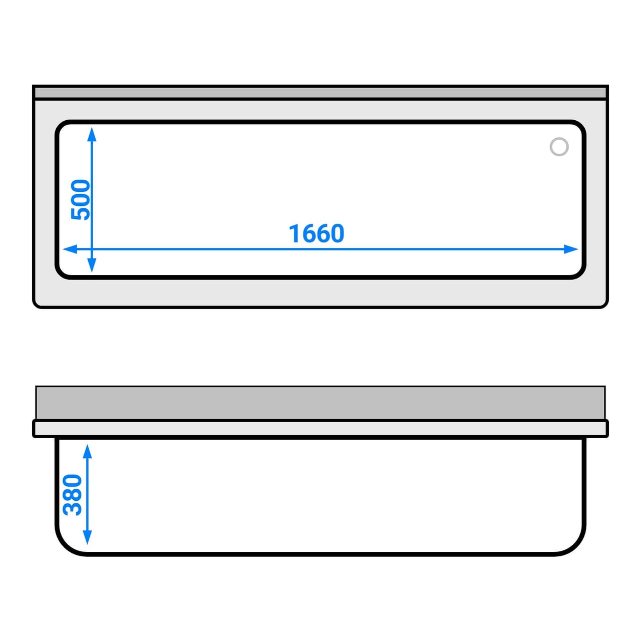 Topfspültisch Premium - 1800x700mm - mit Grundboden & 1 Becken