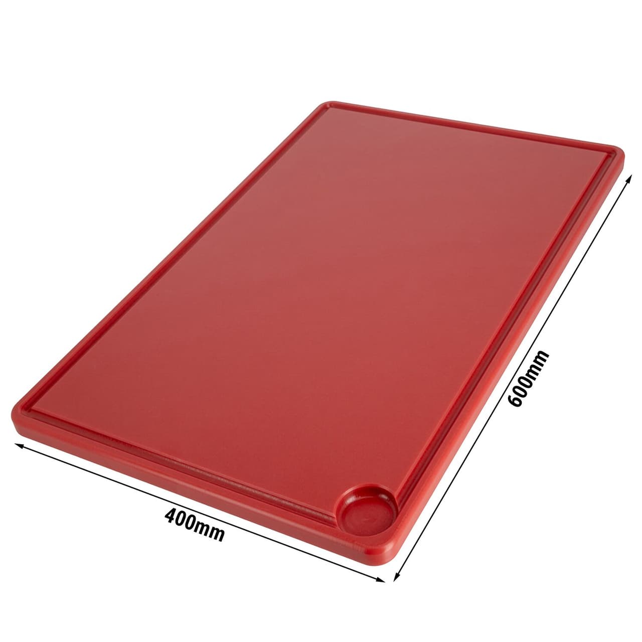 Schneidebrett mit Saftrille - 400x600mm - Dicke 20mm - Rot