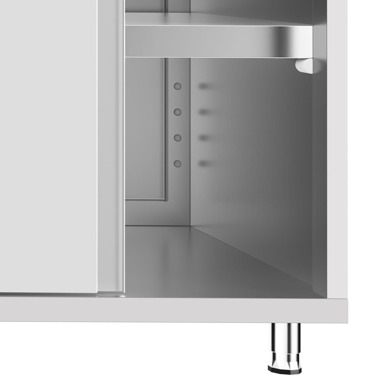 Edelstahl Arbeitsschrank ECO - 1000x600mm - mit Schiebetür und Aufkantung