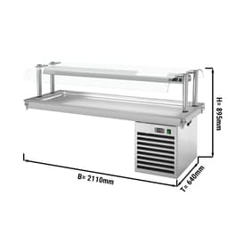 Einbau Kühlplatte - 2,1m - +2 ~ +8 °C - 6x GN 1/1 - mit Glas-Hustenschutz