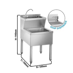 Handwasch- & Ausgußbecken - Edelstahl - mit Mischbatterie & Seifenspender