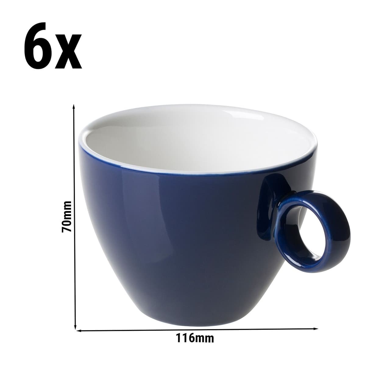 (6 Stück) BART COLOUR CAFE - Cappuccinotasse - 230ml - Blau