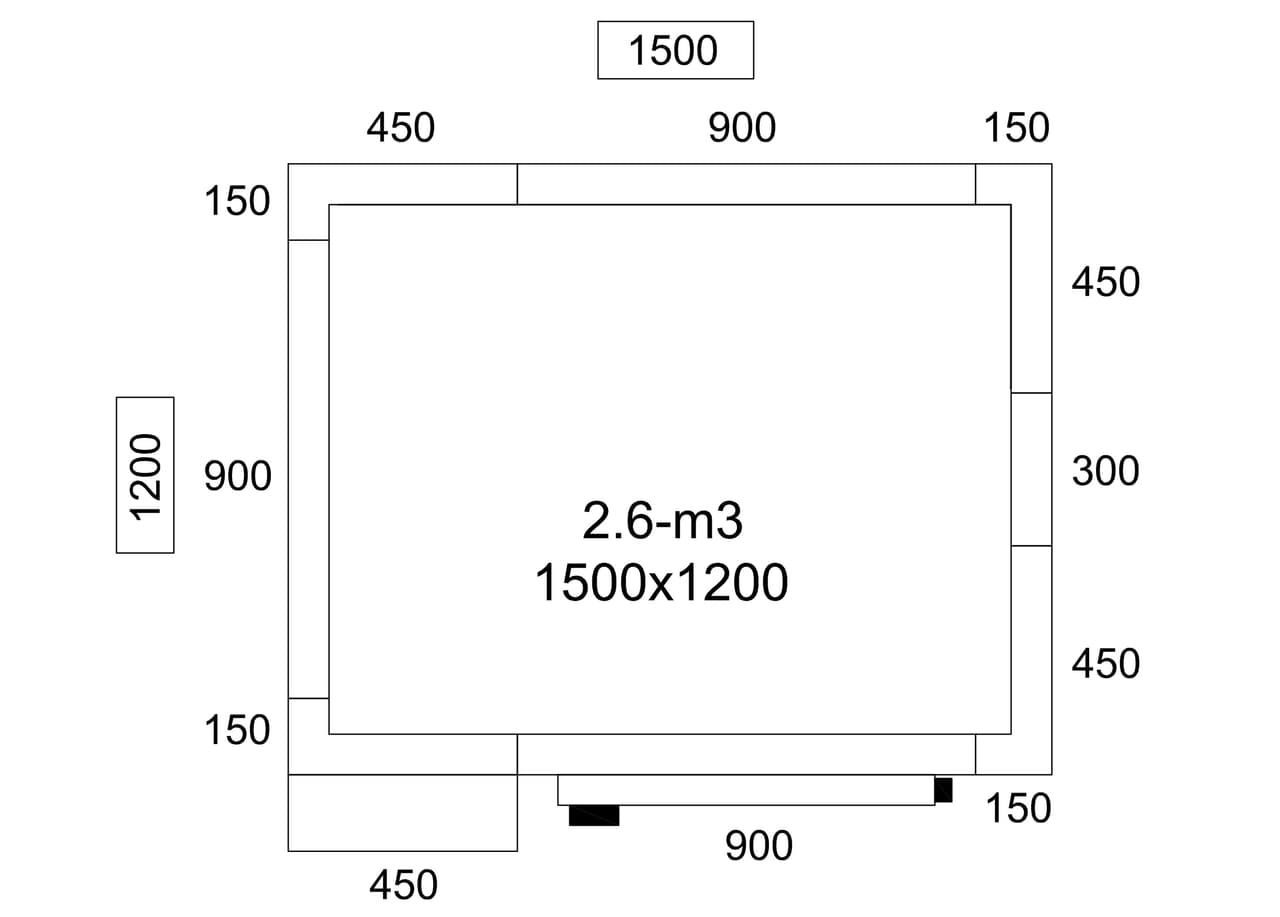 Edelstahl Kühlzelle - 1500x1200mm - 2,6m³ - inkl. Kühlaggregat