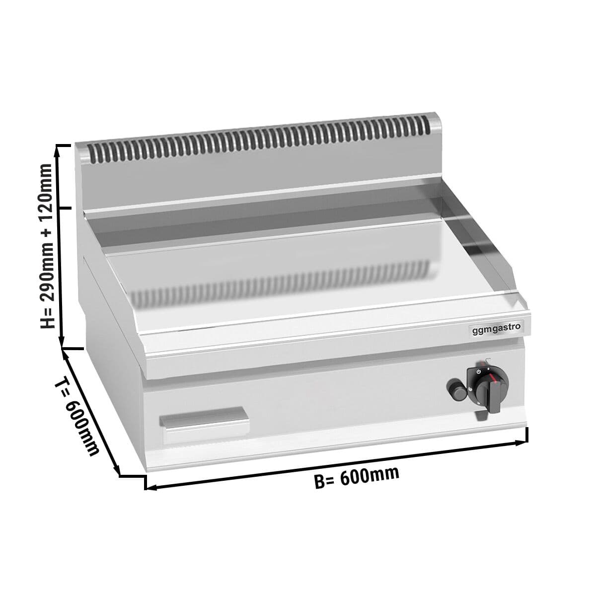 Gas Bratplatte - 8 kW - Glatt - Hardchrom