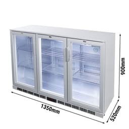 GASTRO-COOL | Barkühlschrank - 1350mm - 312 Liter - mit 3 Glasflügeltüren - Silber