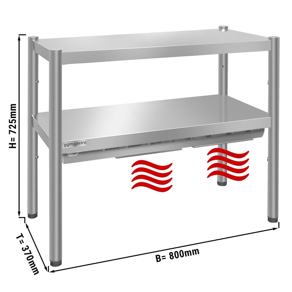 Wärmebrücke PREMIUM - 800x370mm - mit 2 Etagen - Höhe: 725mm