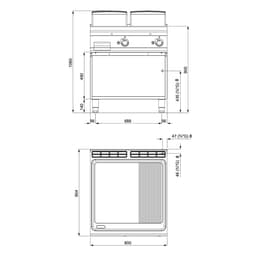 Gas Bratplatte - 20 kW - Glatt & Gerillt