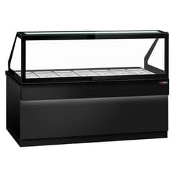 Saladette TORONTO - 2550mm - schwarze Front - 4 Türen - für 6x GN 1/1 - schwarze Granit-Arbeitsplatte