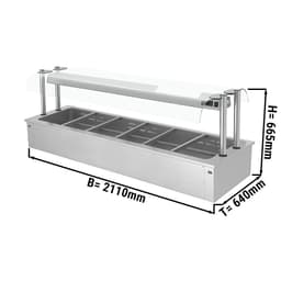 Einbau Bainmarie - 2,1m - 6x GN 1/1 - mit Glas-Hustenschutz