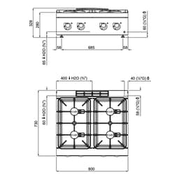 Gasherd - 24 kW - 4 Brenner