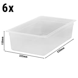 (6 Stück) CAMBRO | CAMWEAR® -  Polypropylen GN 1/1 Behälter - milchig - Tiefe: 150mm