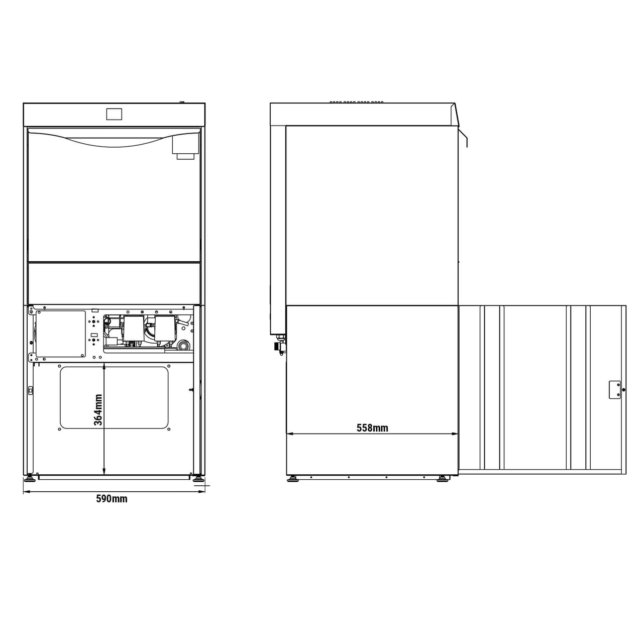 Geschirrspülmaschine - Digital - 3,55 kW - mit Reiniger-, Klarspüler- & Laugenpumpe