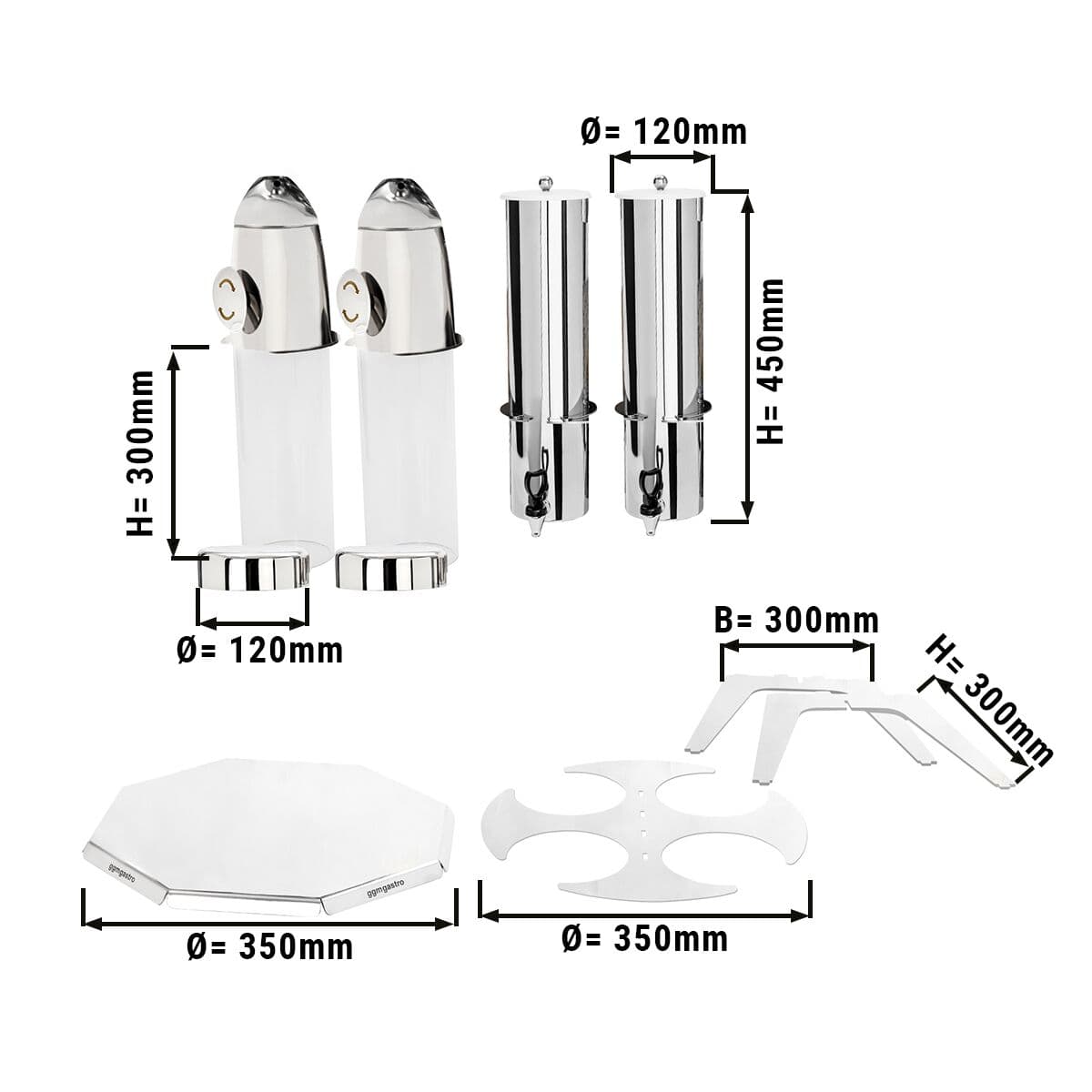 Cerealienspender - doppelt - rotierend - Ø 120mm - Silber - Drehausgabe