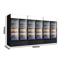 (3 Stück) Getränkekühlschrank - 3600 Liter - rahmenloses Design - mit 6 Glastüren & Werbedisplay