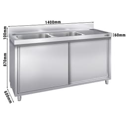 Spülschrank PREMIUM - 1400x600mm - mit 2 Becken links