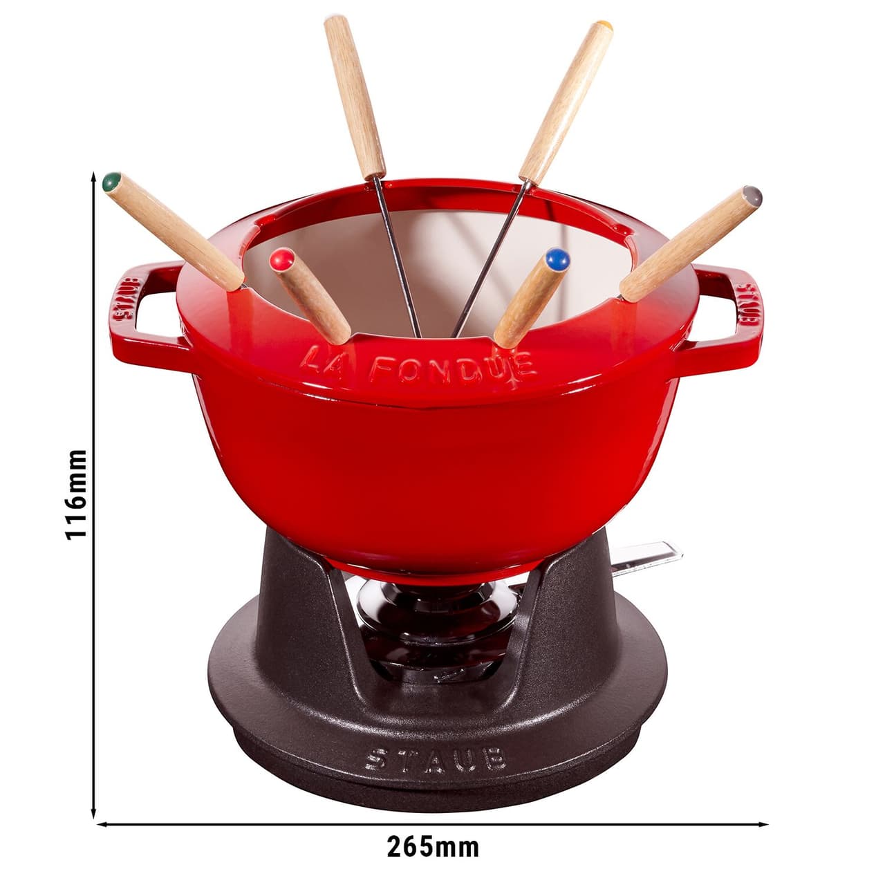 STAUB | SPECIALITIES - Fondue Set - Ø 200mm - Gusseisesn -Kirsch-Rot