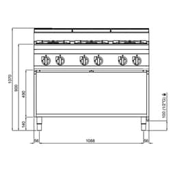 Gasherd - 31,5 kW - 6 Brenner