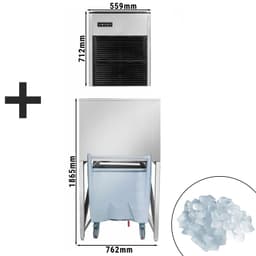 Eiswürfelbereiter - Nugget - 335 kg /24 h - inkl. Eisvorratsbehälter & Transportwagen
