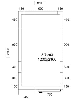 Kühlzelle - 1200x2100mm - 3,7m³