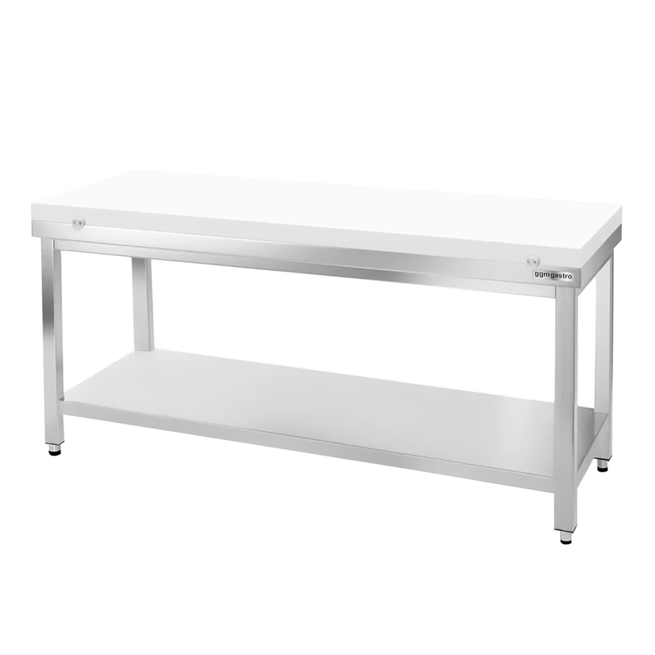 Edelstahl Arbeitstisch PREMIUM - 1600x600mm - mit Grundboden ohne Aufkantung inkl. Schneideplatte