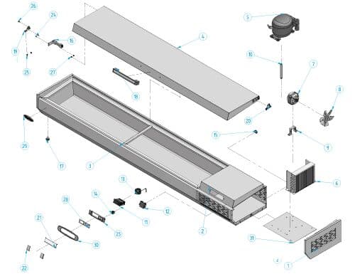 Kühlaufsatzvitrine Premium PLUS - 2300x413mm - 10x GN 1/3