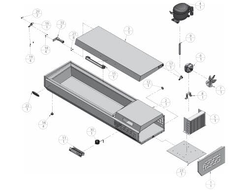 Kühlaufsatzvitrine Premium PLUS - 1493x413mm - 5x GN 1/3