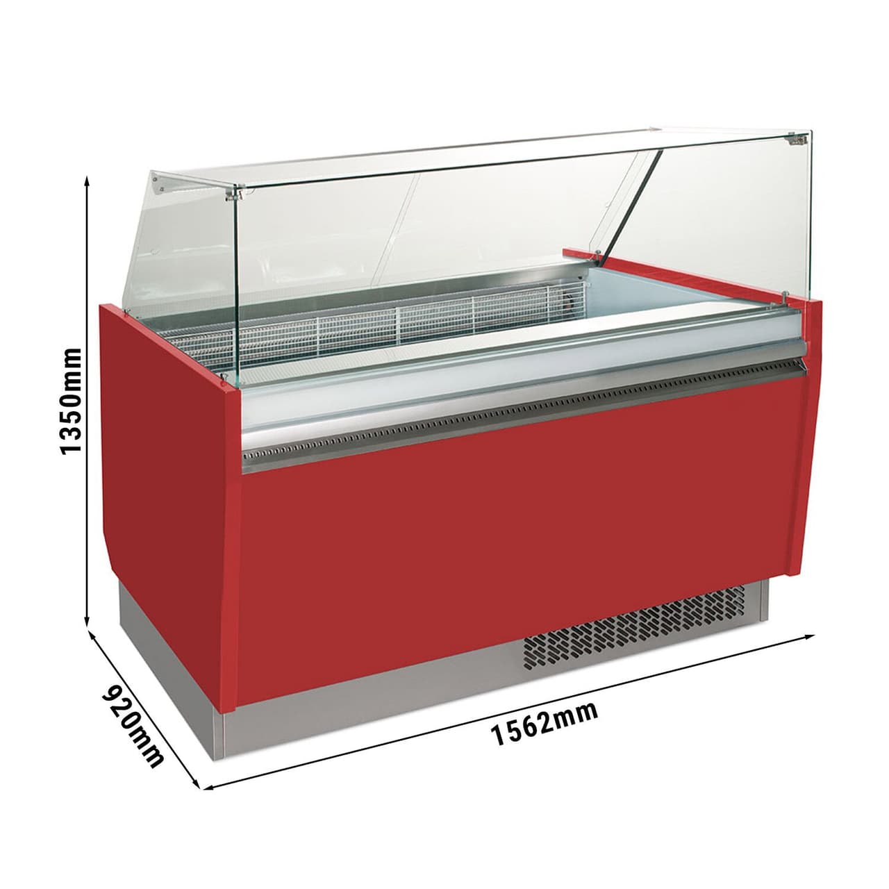 Eistheke LIAM - 1560mm - Statisch - für 13+13x 5 Liter Eisbehälter - Rot