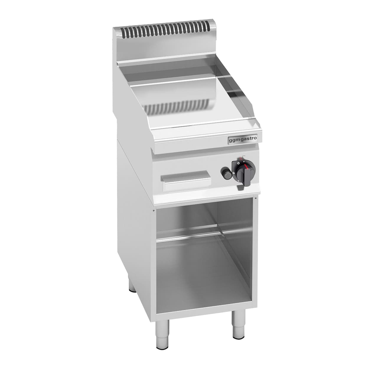 Gas Bratplatte - 4 kW - Glatt - Hardchrome - inkl. Untergestell