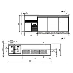 Biertheke Premium PLUS - 2500x700mm - 3 Türen