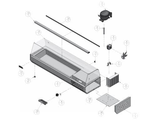 Kühlaufsatzvitrine Premium PLUS - 1493x413mm - 5x GN 1/3